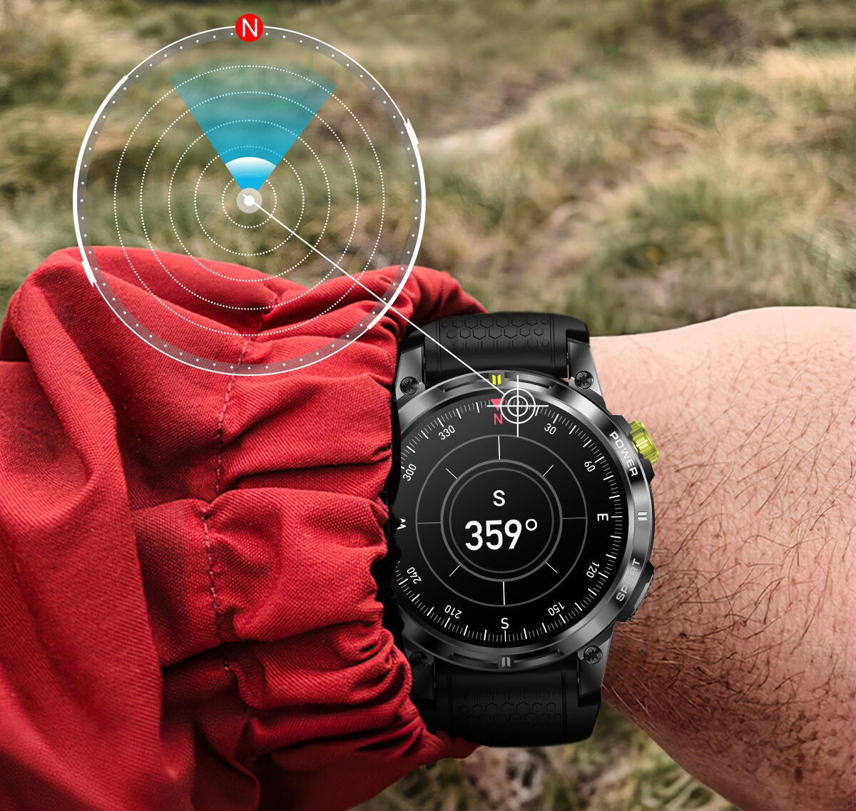 The watch has a built-in compass mode Always point you in the right directioni_1